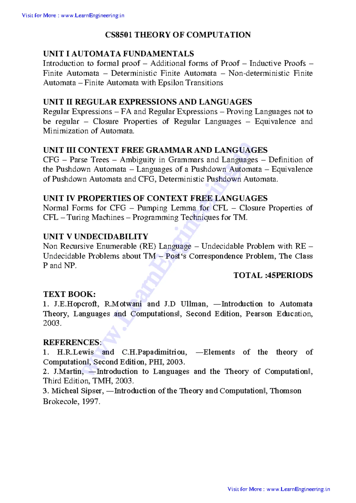 TOC unit 3 - Lecture notes 3 CONTEXT FREE GRAMMAR AND LANGUAGES ...
