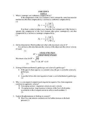 Aerodynamics UNIT I Notes - Compressible Flow Fundamentals for AE 6503 ...