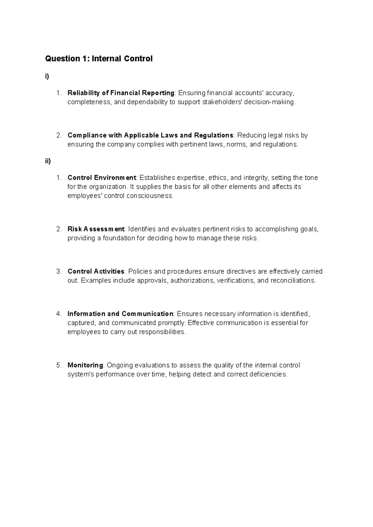 Accounting Assignment 2: Internal Control, Journal & Adjusting Entries ...