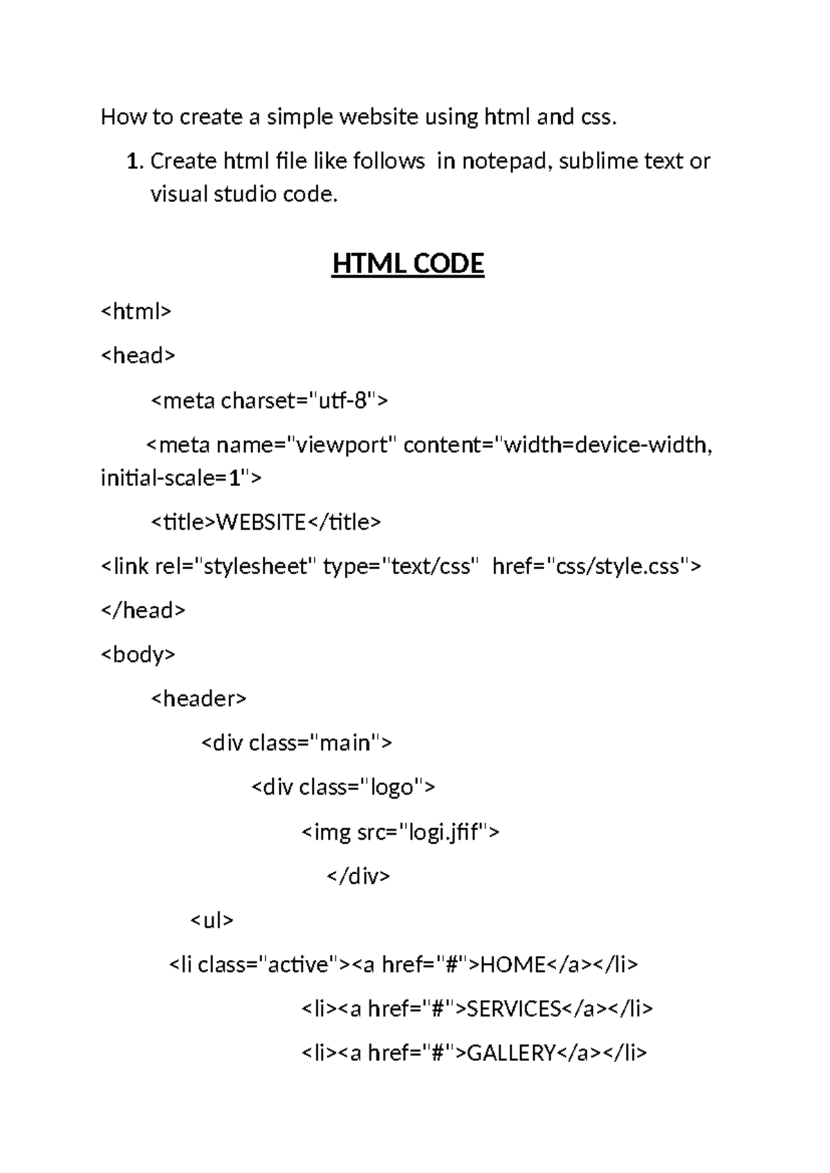 Creating a Simple Website with HTML & CSS: A Step-by-Step Guide - Studocu