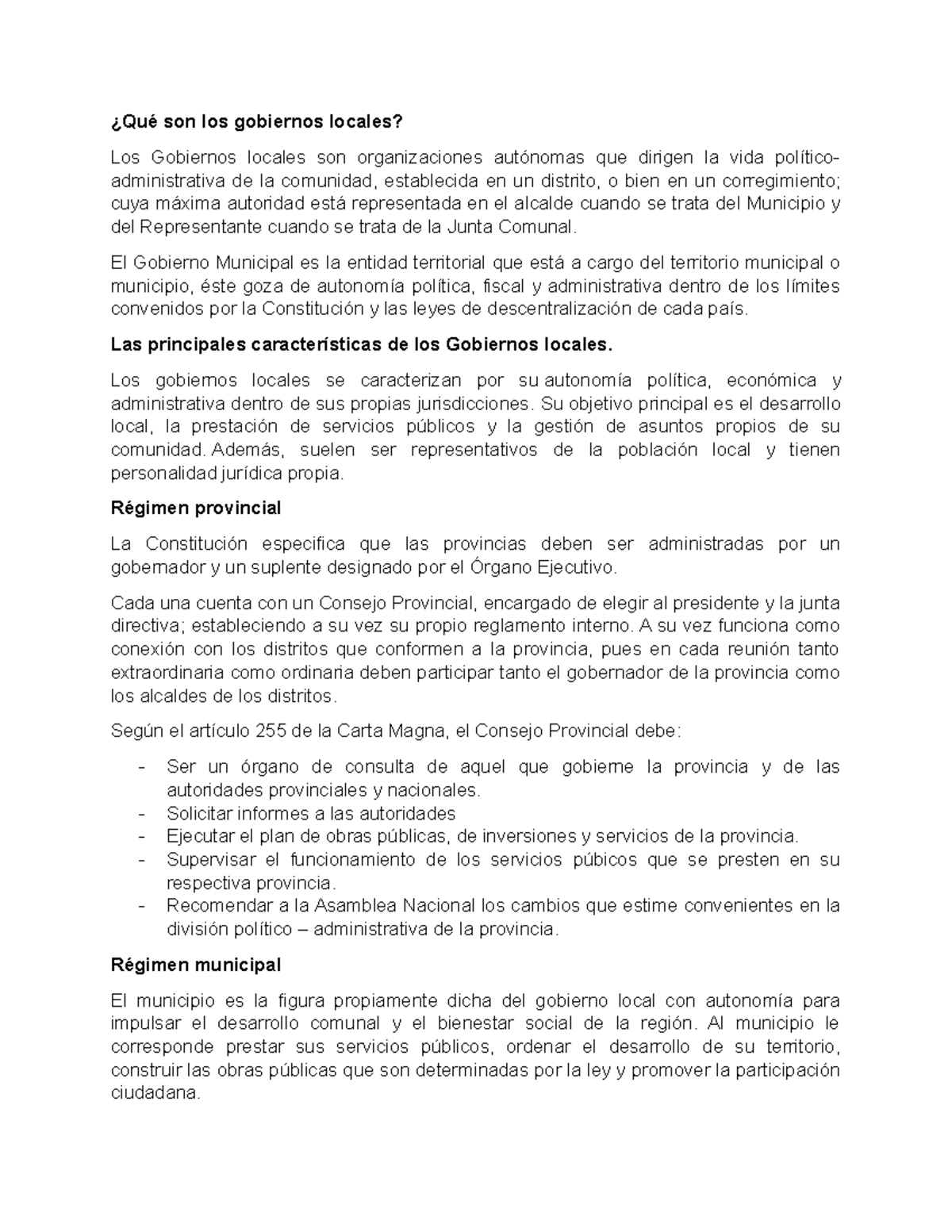 Gobiernos Locales: Estructura y Funciones en Panamá - Studocu