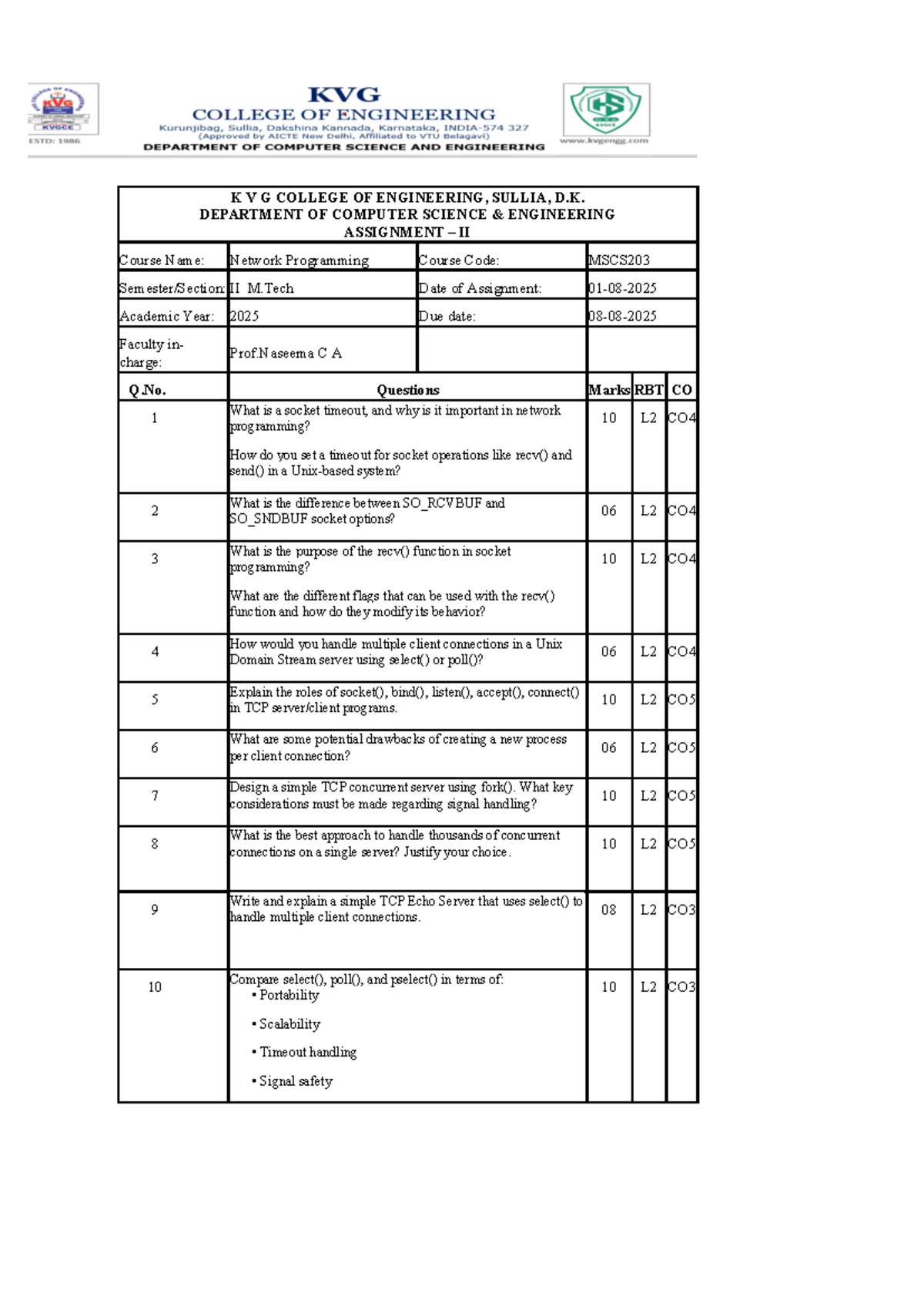 Network Programming Assignment II - MSCS203 - Studocu