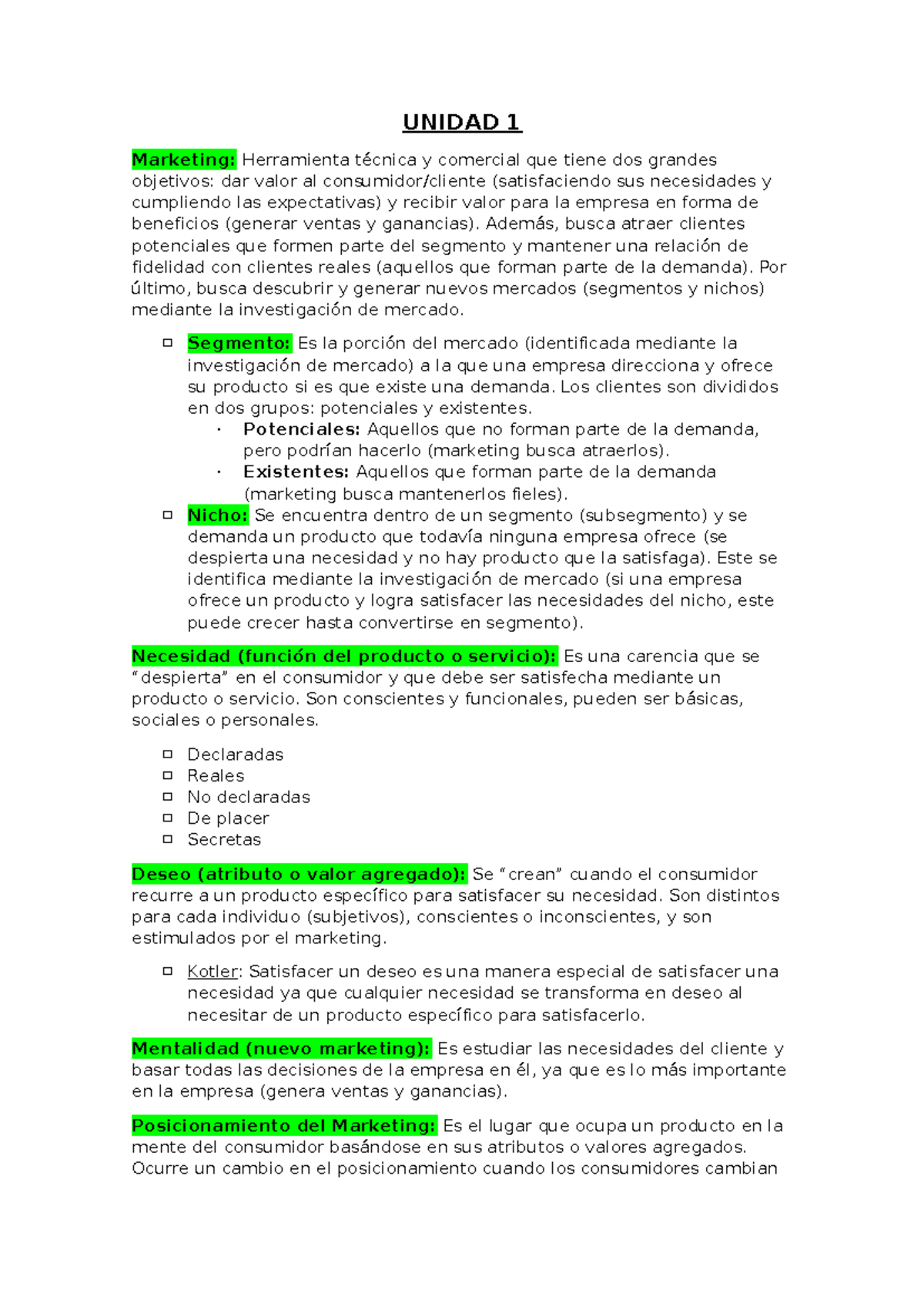 Marketing - Primer Parcial MKT: Conceptos Clave y Estrategias - Studocu