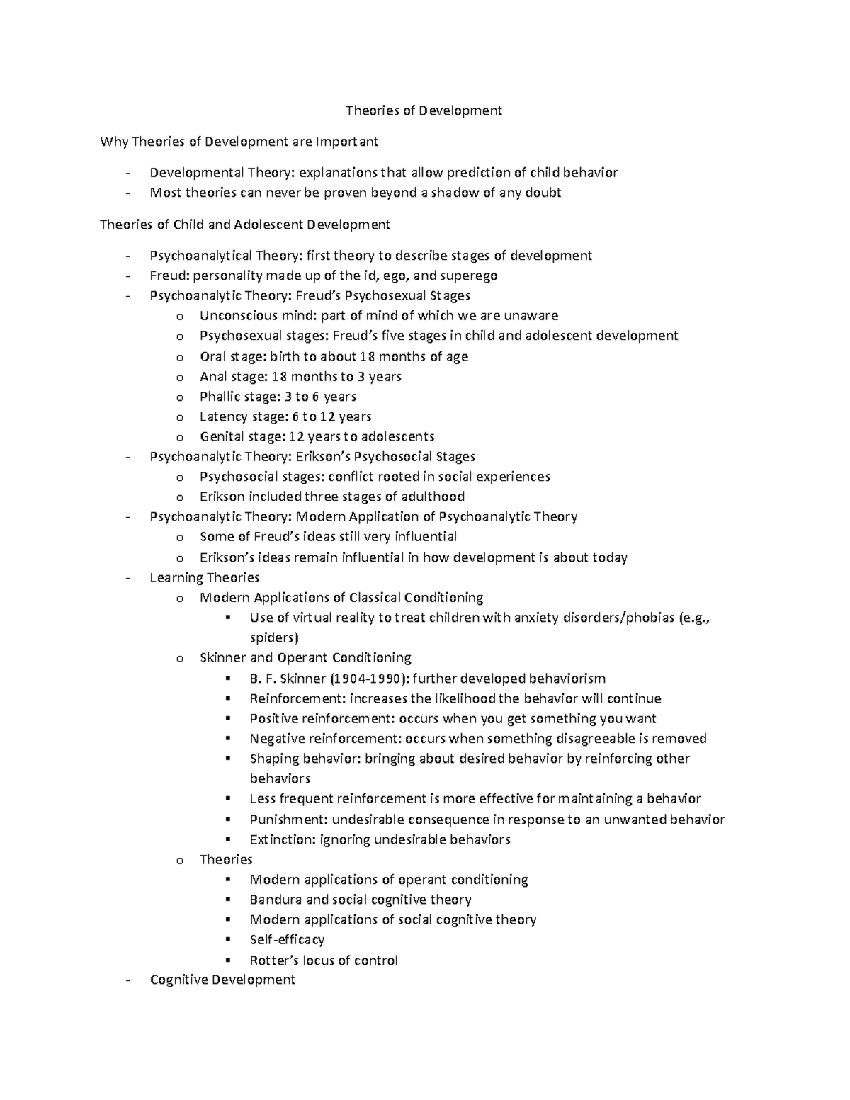 Unit 2: Theories of Child Development - Spring 2023 Notes - Studocu