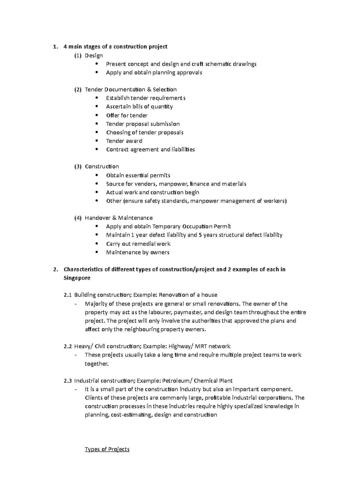 BPM101 - Construction Project Management Exam Guide - Studocu