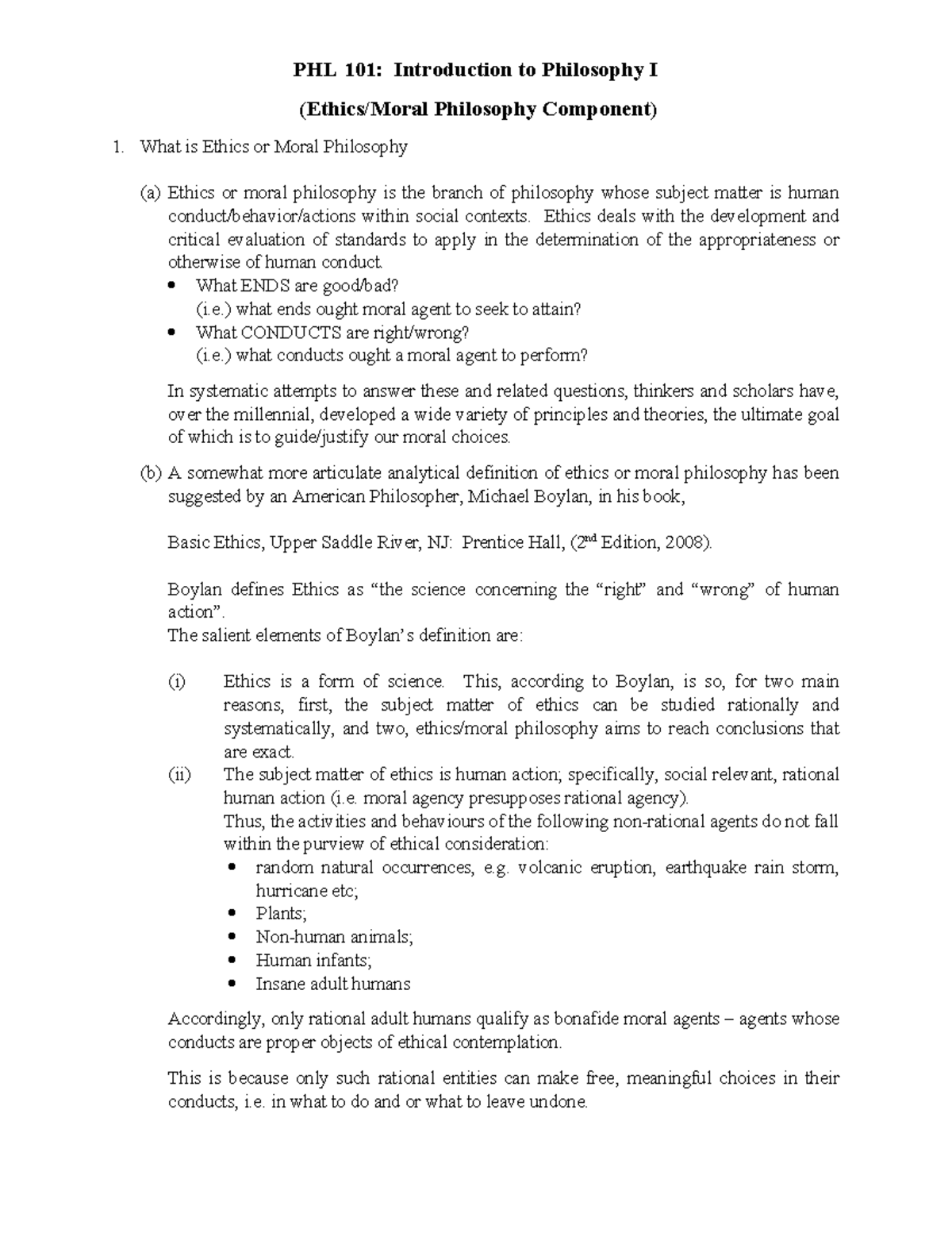 PHL 101: Ethics & Moral Philosophy Overview and Key Concepts - Studocu