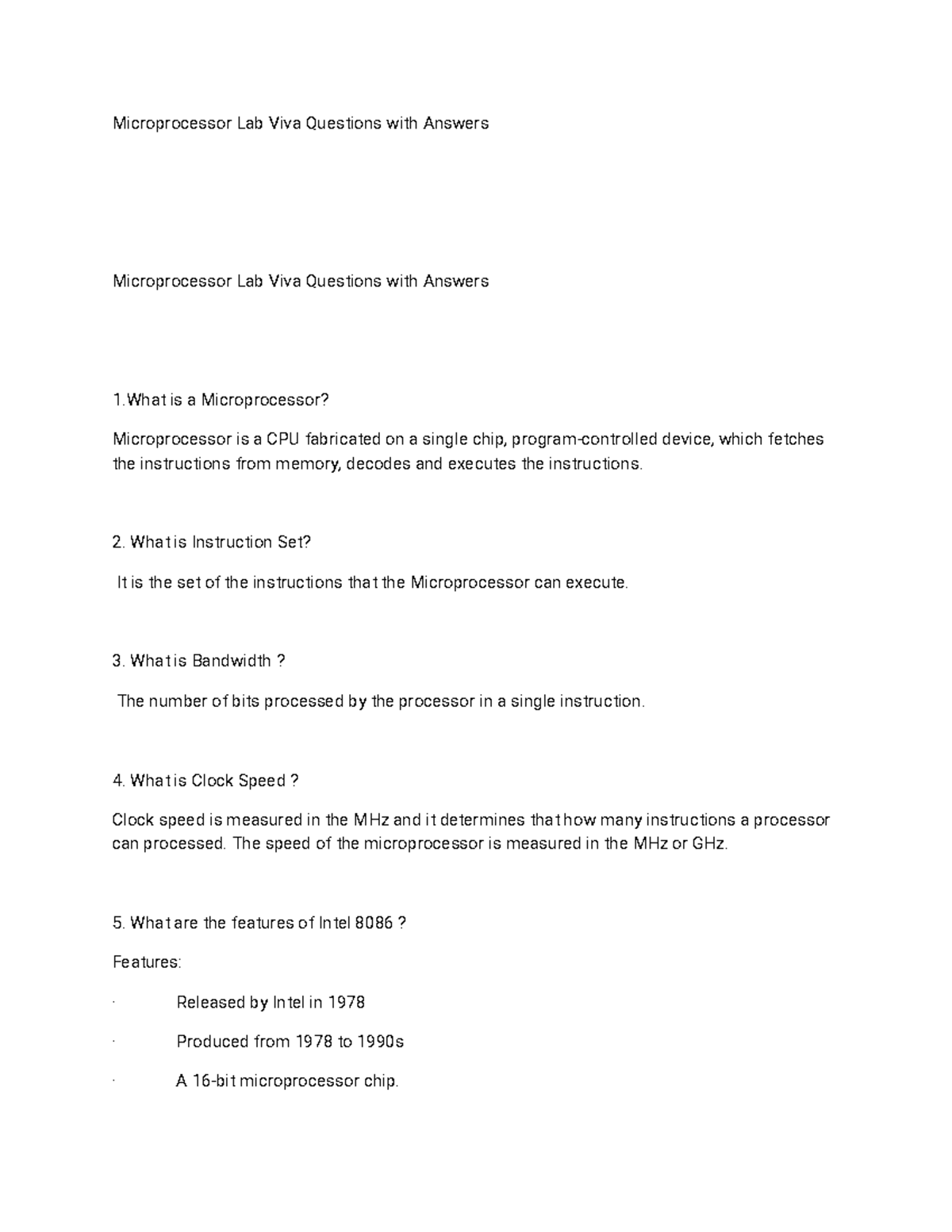 Microprocessor Oral Questions RM ...