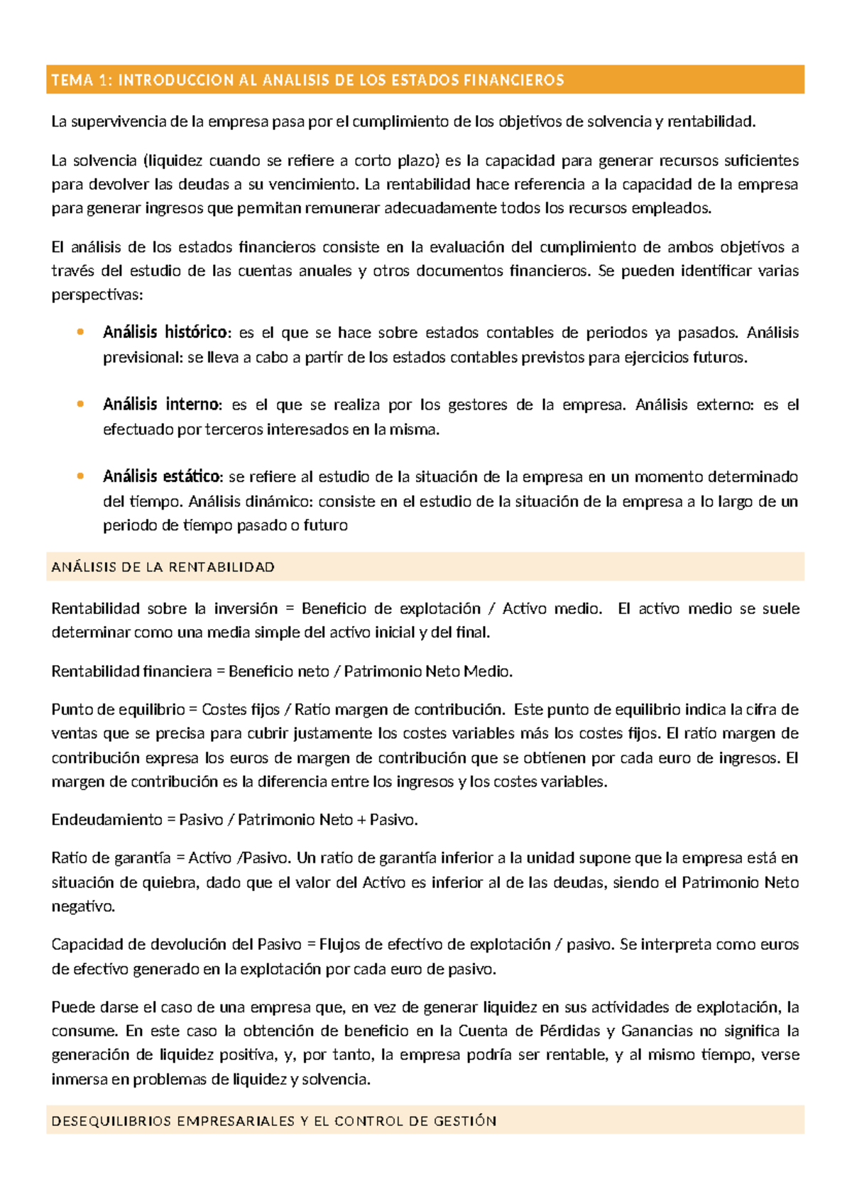 TEMA 1: Introducción al Análisis de Estados Financieros y Rentabilidad ...