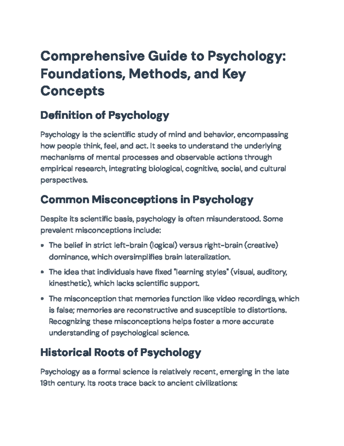 Comprehensive Overview of Psychology (PSY 101): Key Theories & Methods ...