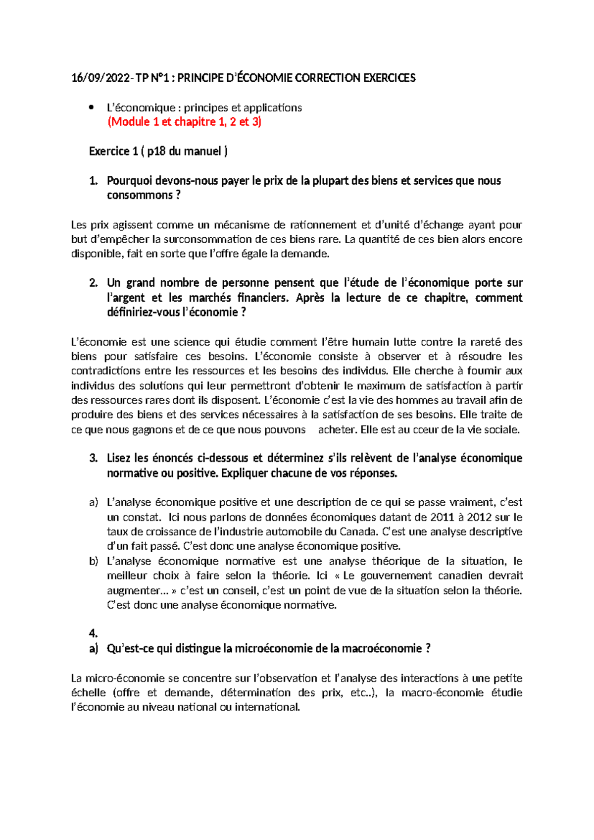 TP : Correction des Exercices de Principes d'Économie (Module 1 ...