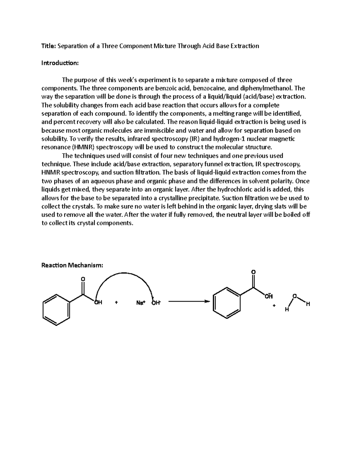 Lab 6 - Acid/Base Extraction of a Three Component Mixture - Studocu
