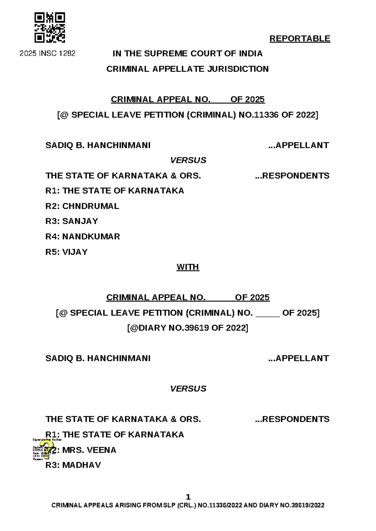 Criminal Appeal Analysis: SLP (Crl.) No. 11336 of 2025 - Karnataka Case ...