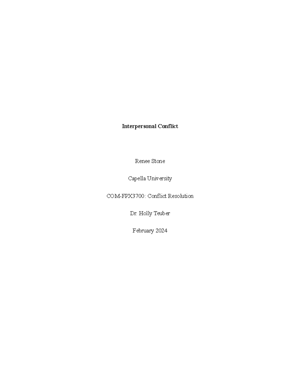 COM-FPX3700 Interpersonal Conflict and Resolution Strategies Essay ...