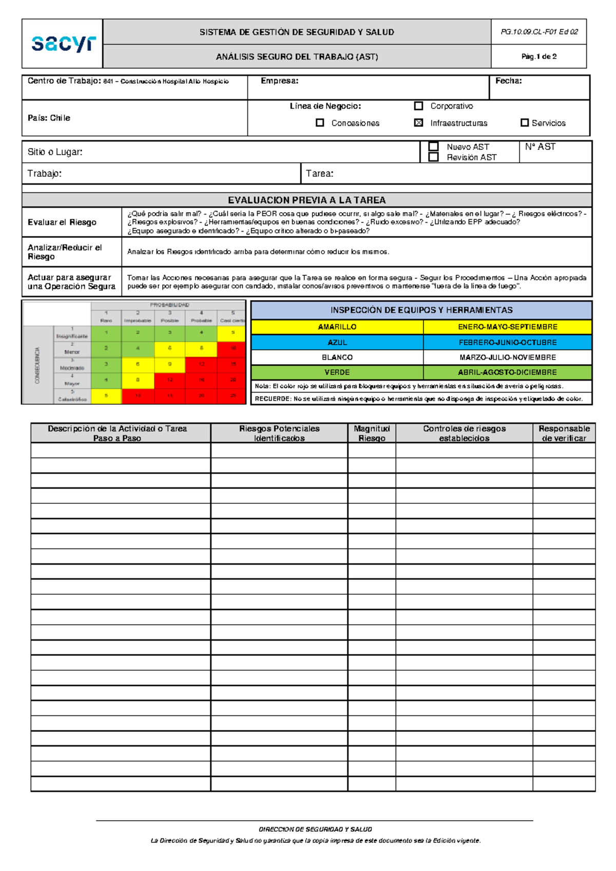 Hoja De Trabajo De Evaluación De Riesgo Operacional Matriz De Riesgos