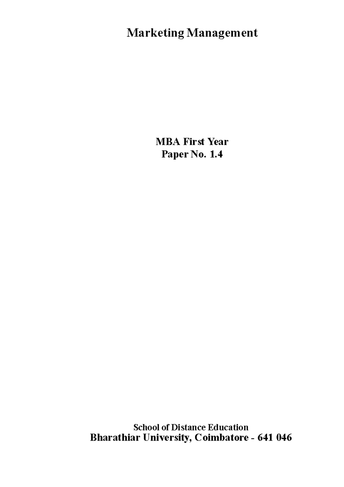 MBA Marketing Management - Course Overview and Key Concepts - Studocu