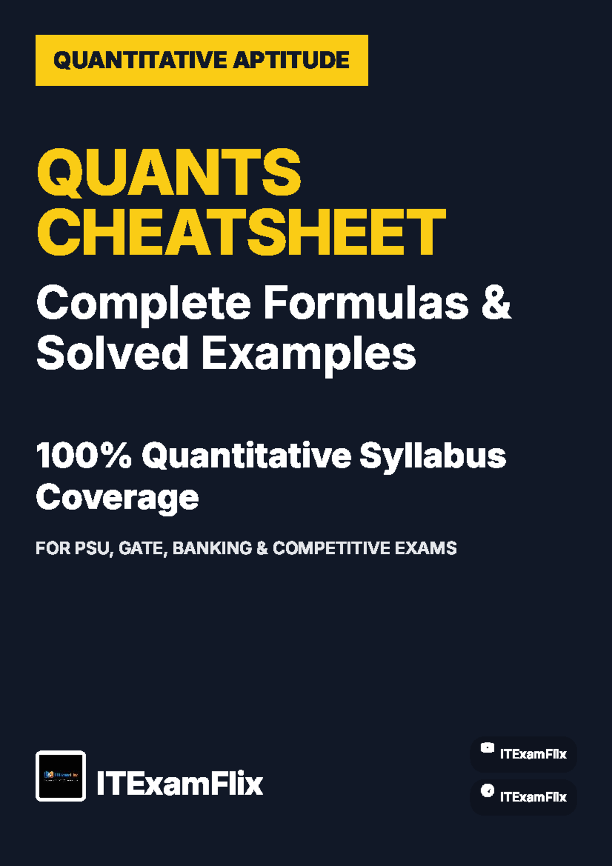 QUANTITATIVE APTITUDE CHEATSHEET FOR PSU, GATE, BANKING EXAMS - Studocu