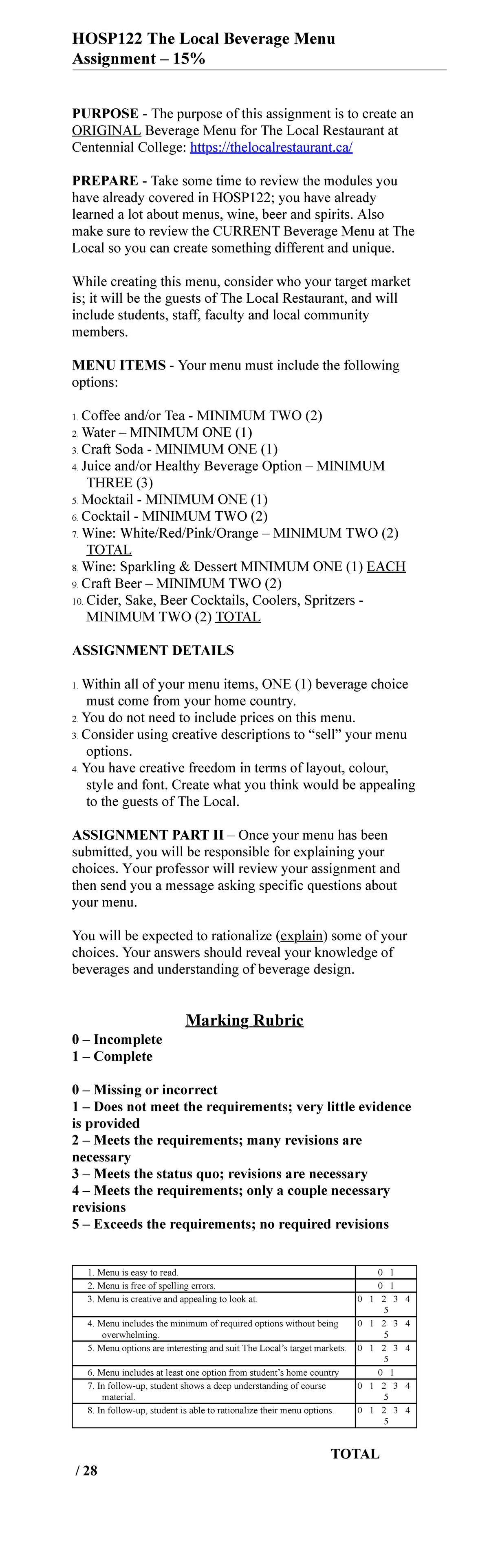 HOSP122 Final Project - Crafting The Local Beverage Menu - Studocu