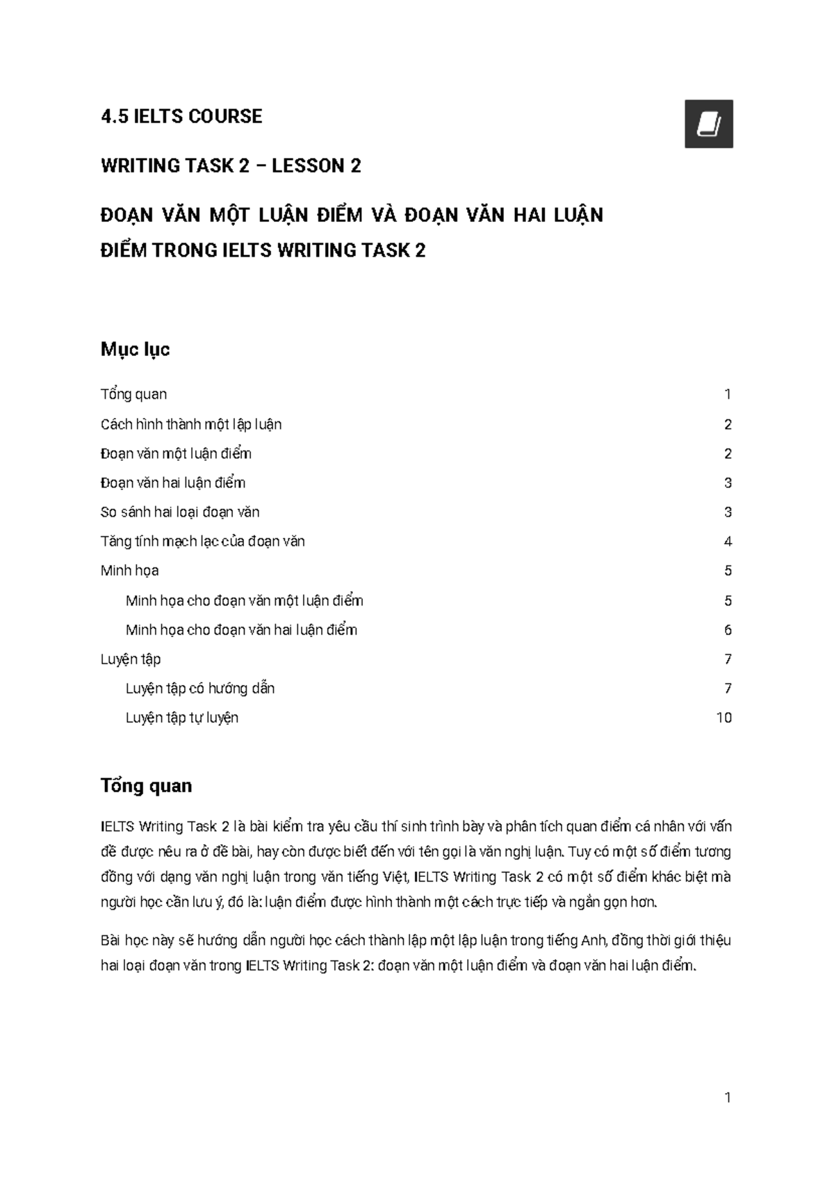 4.5 IELTS Writing Task 2 Lesson 2: One and Two Point Paragraphs - Studocu