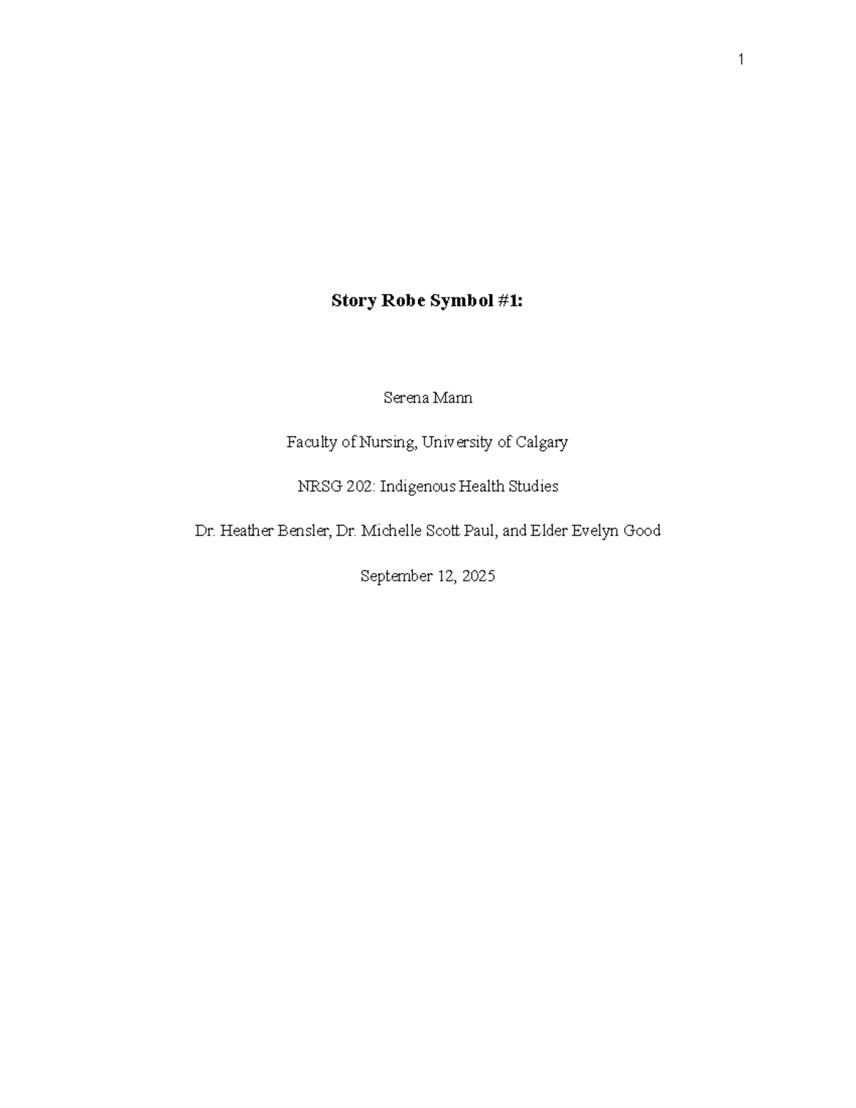 NRSG 202: Story Robe Symbol Reflection Assignment - Studocu