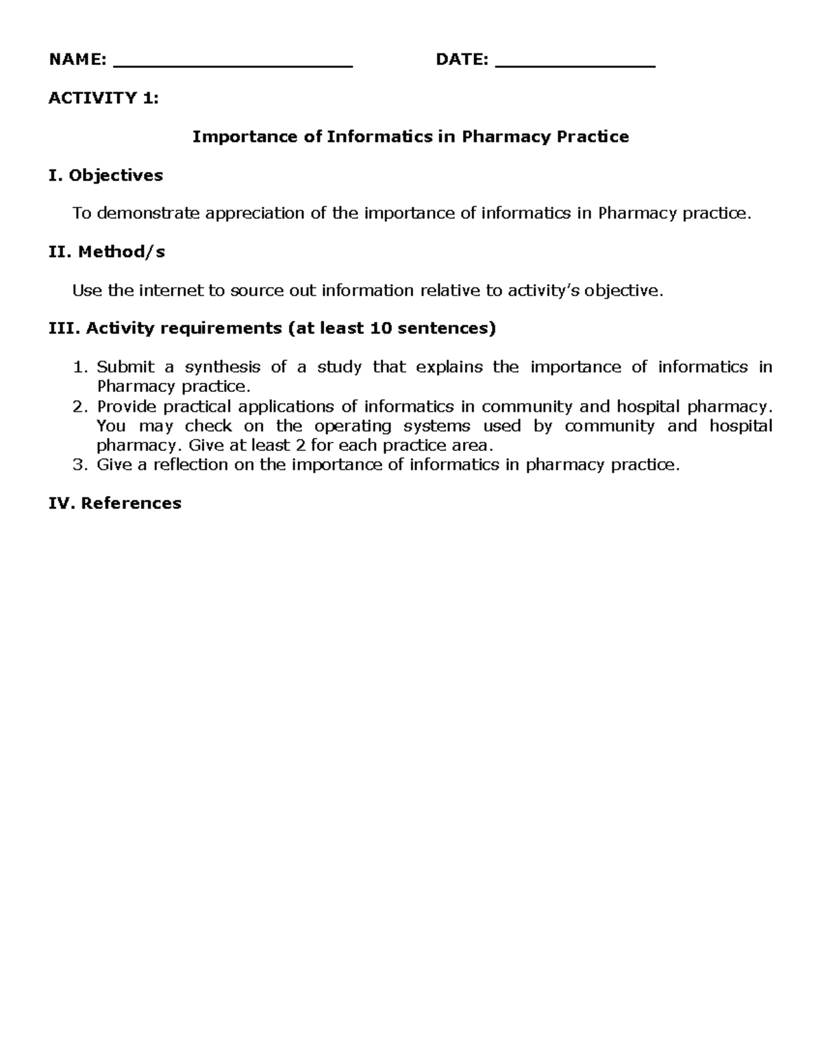 Informatics in Pharmacy Practice: Importance & Applications (PHAR 101 ...