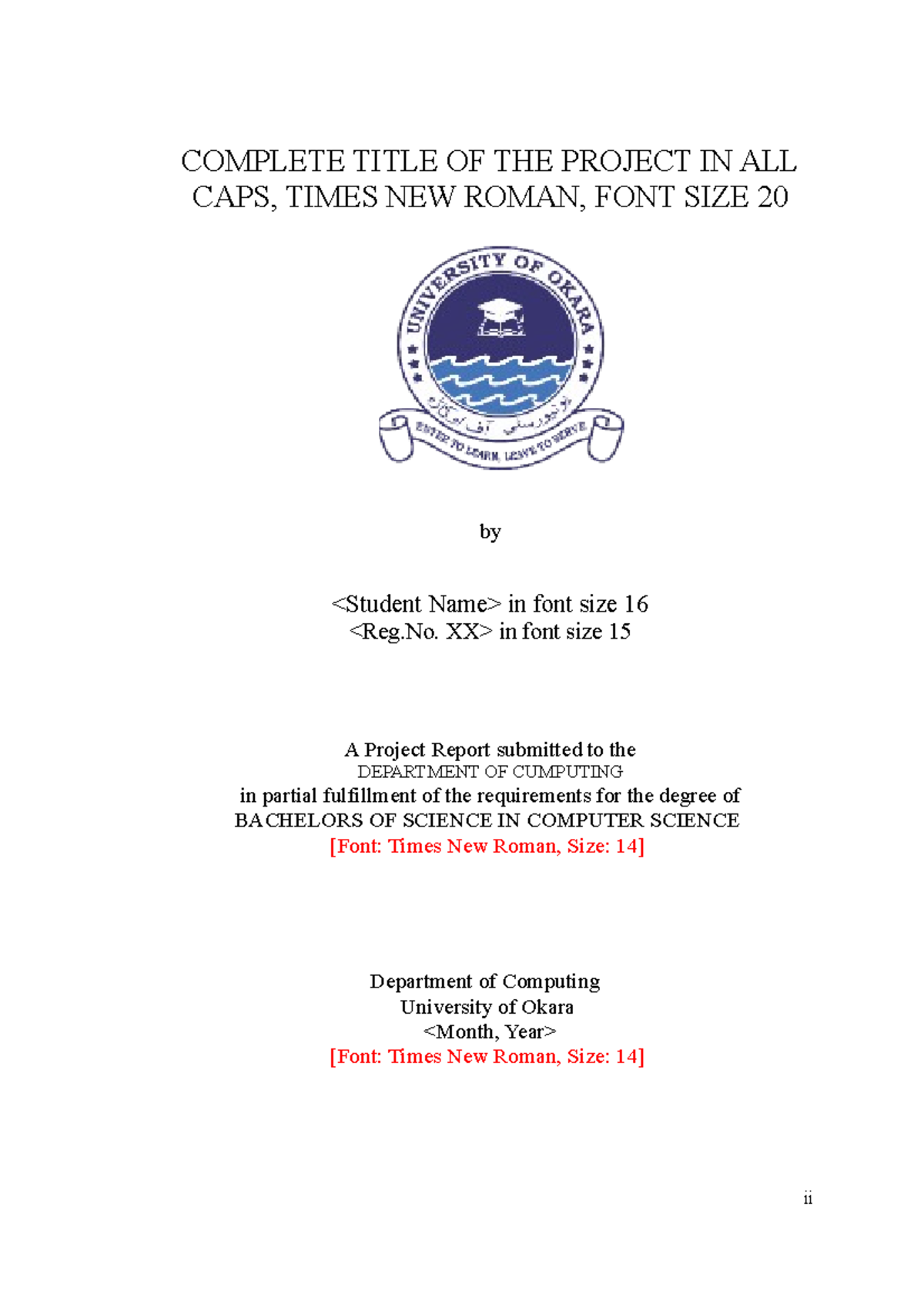 Final Year Project Report Template for BSCS - Studocu