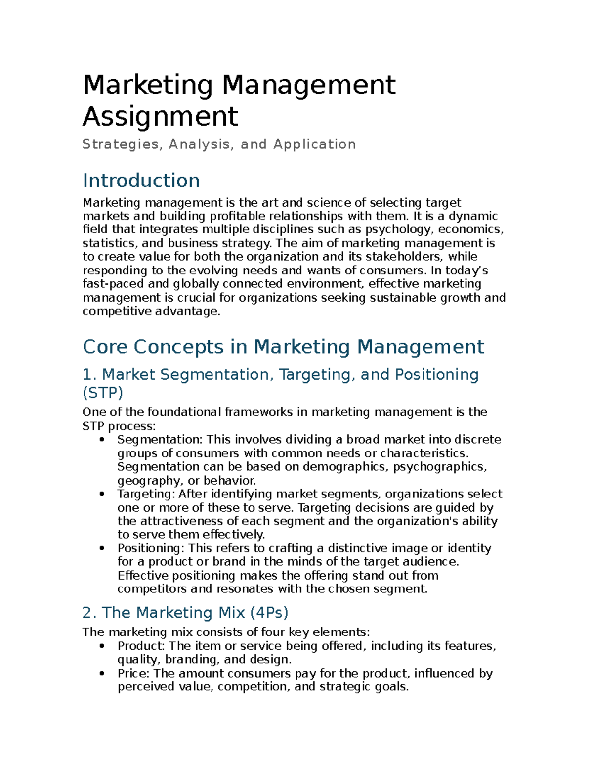 Marketing Management 22G: Strategies, Analysis, and Applications - Studocu