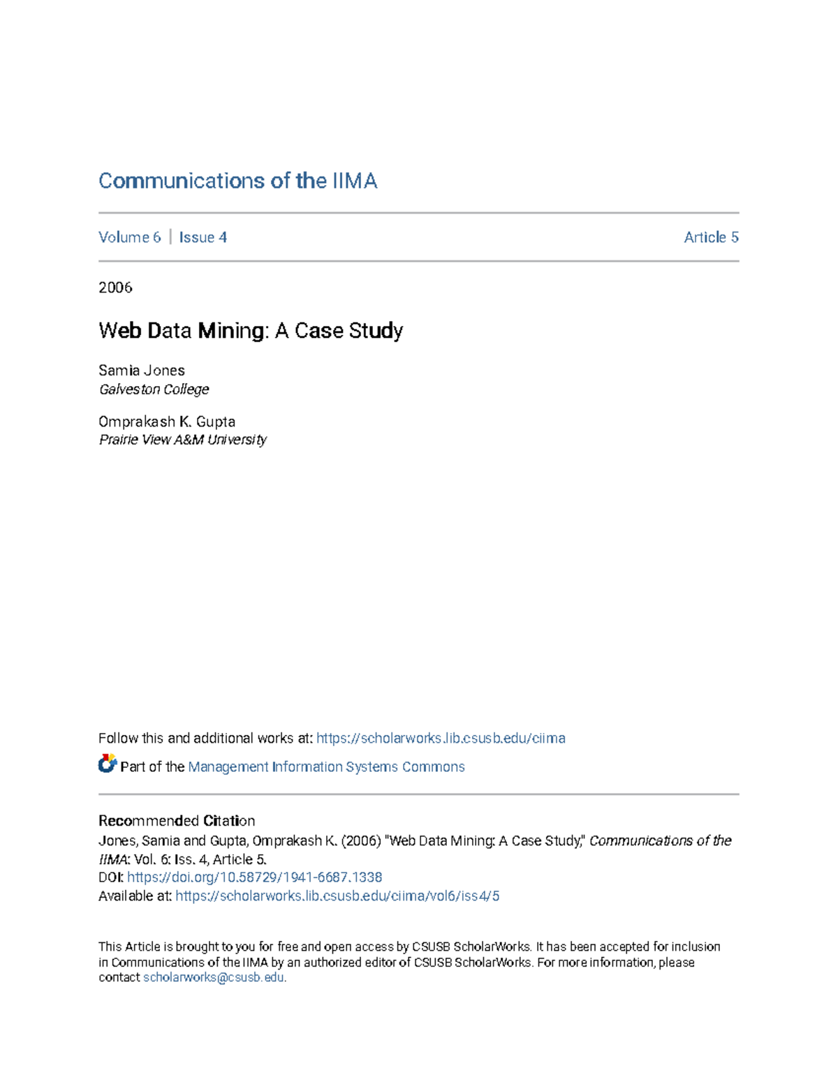 Web Data Mining: A Case Study (IIMA 2006 Vol 6, Iss 4) - Studocu