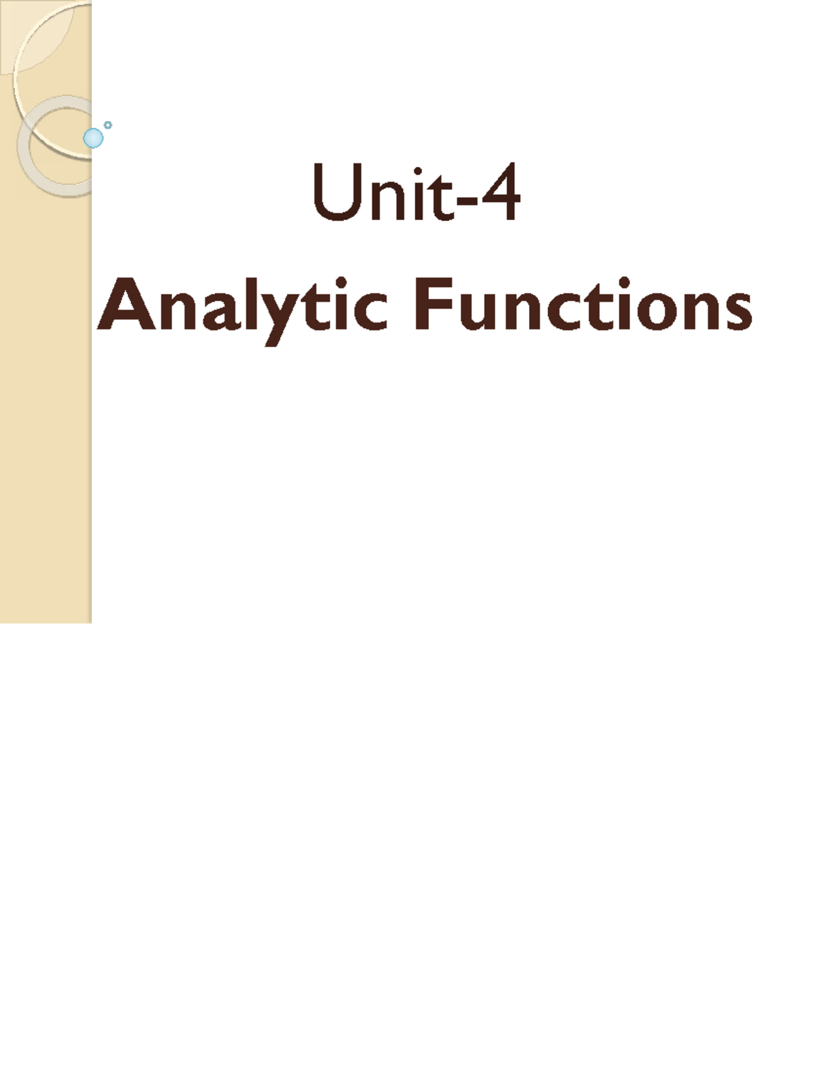 Unit 4: Analytic Functions - Definitions, Properties, and Examples ...