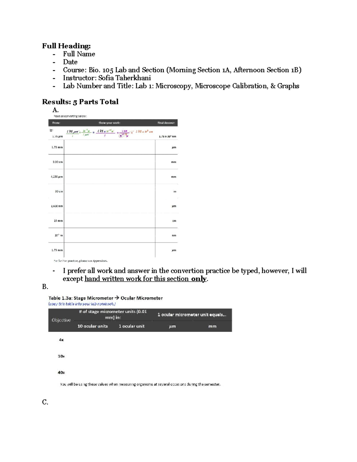 Bio. 105 Lab 1: Microscopy & Graph Analysis Guidelines - Studocu