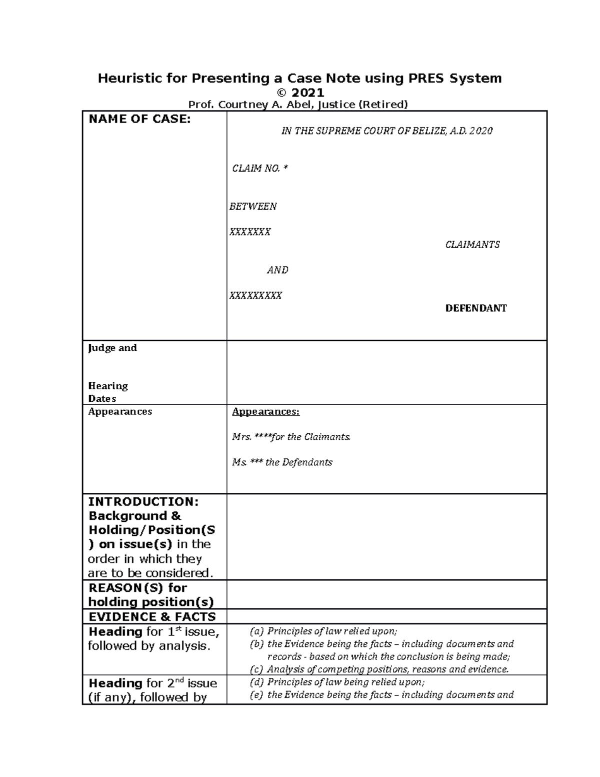 Heuristic for Presenting a Case Note using PRES System ...