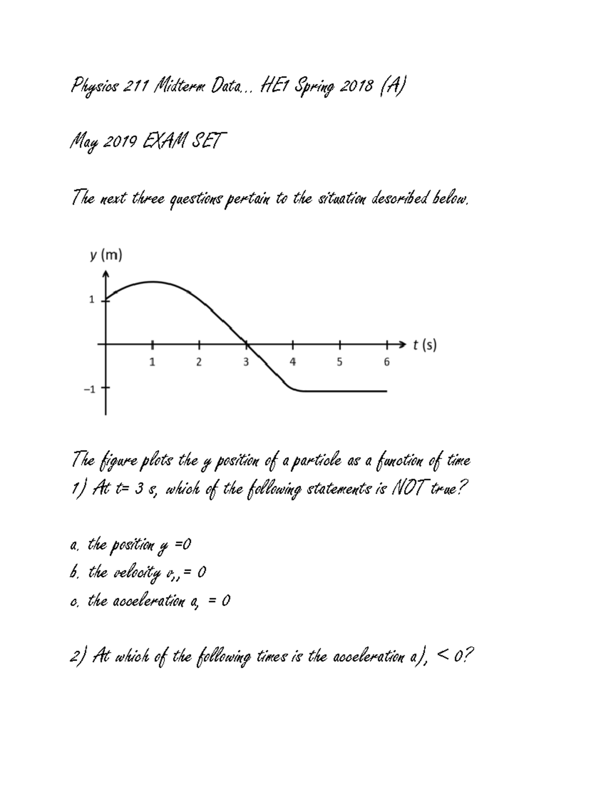Physics 211 Midterm 1 Exam Data Spring 2018 (A) - Studocu