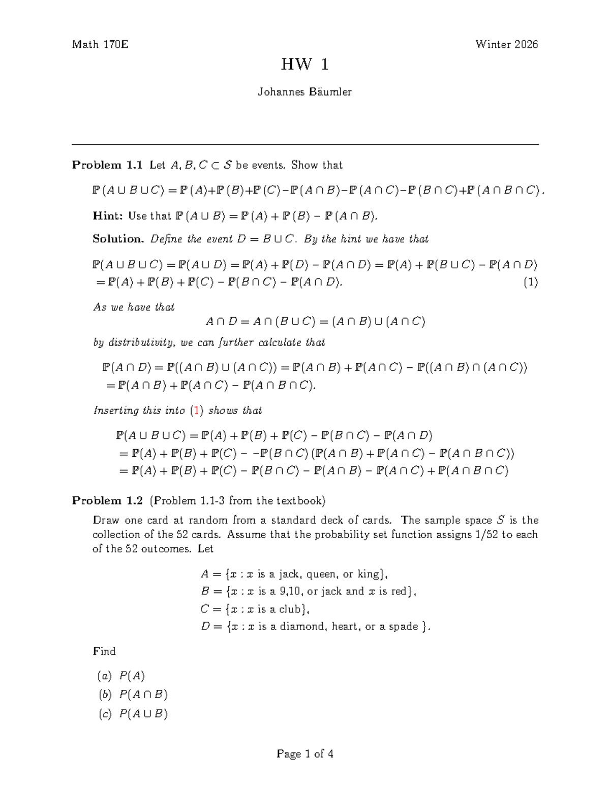 Math 170E Winter 2026 Homework 1 Solutions and Problems - Studocu