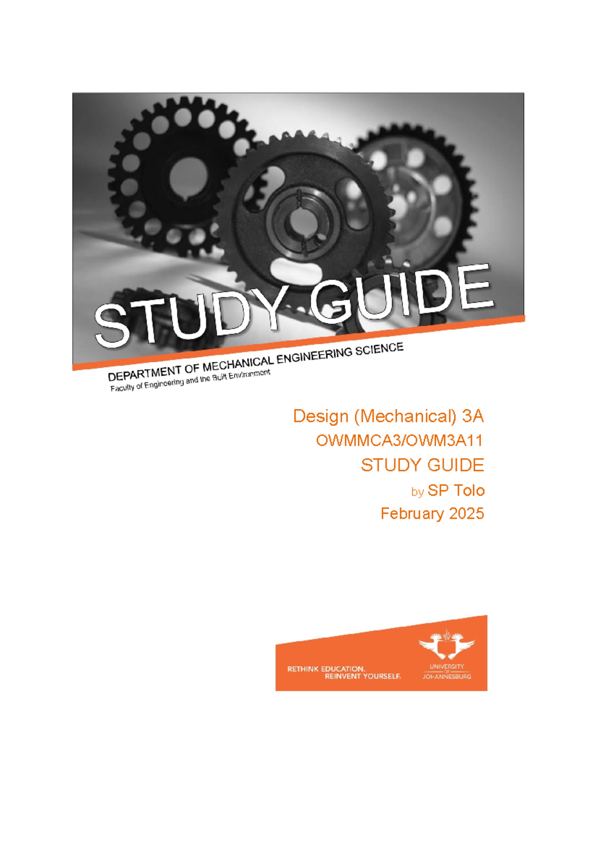 OWM 3A11 Design 3A Study Guide - Mechanical Engineering 2025 - Studocu
