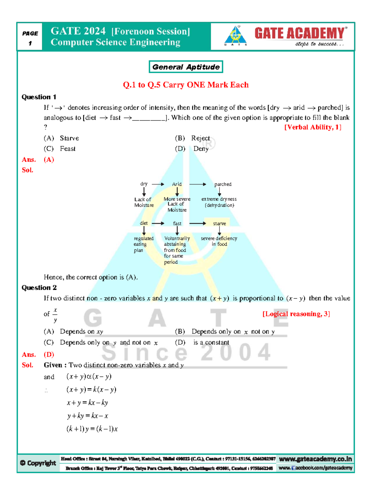 GATE 2024A - General Aptitude Questions and Solutions (Q.1 to Q.35 ...