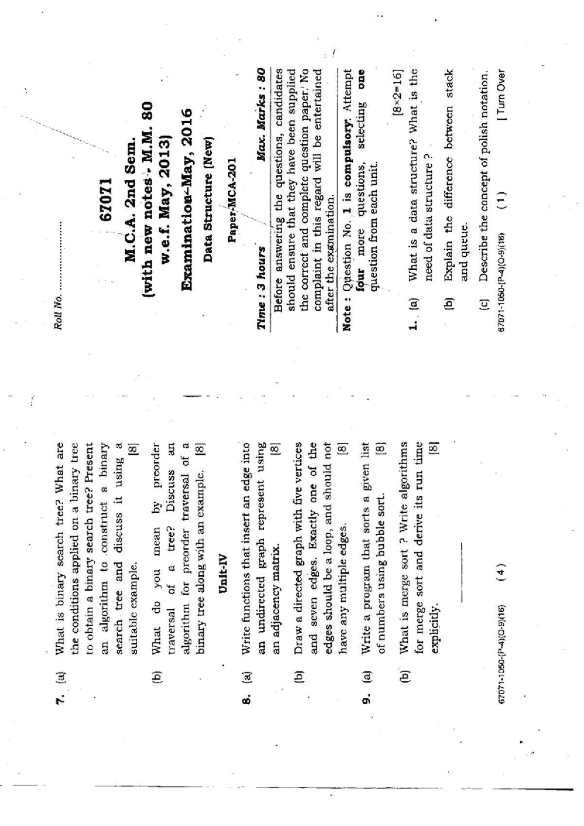 M.C.A. 2nd Sem. Data Structures Final Exam Notes - May 2016 - Studocu