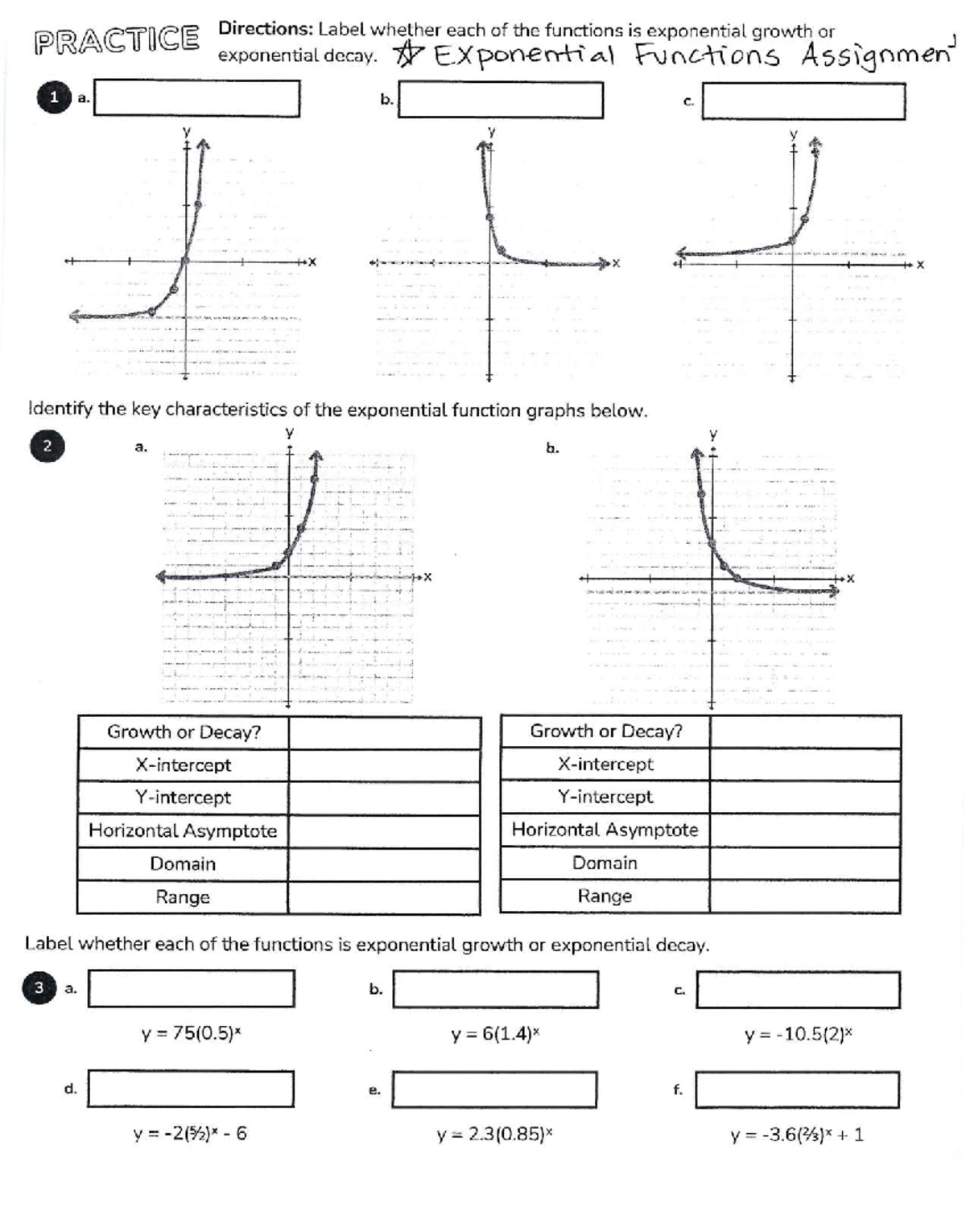Exponential Functions Analysis and Graphing - Studocu