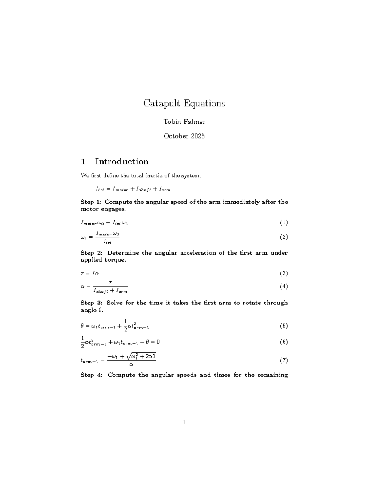 Catapult Equations: Analysis and Calculations for Physics 101 - Studocu