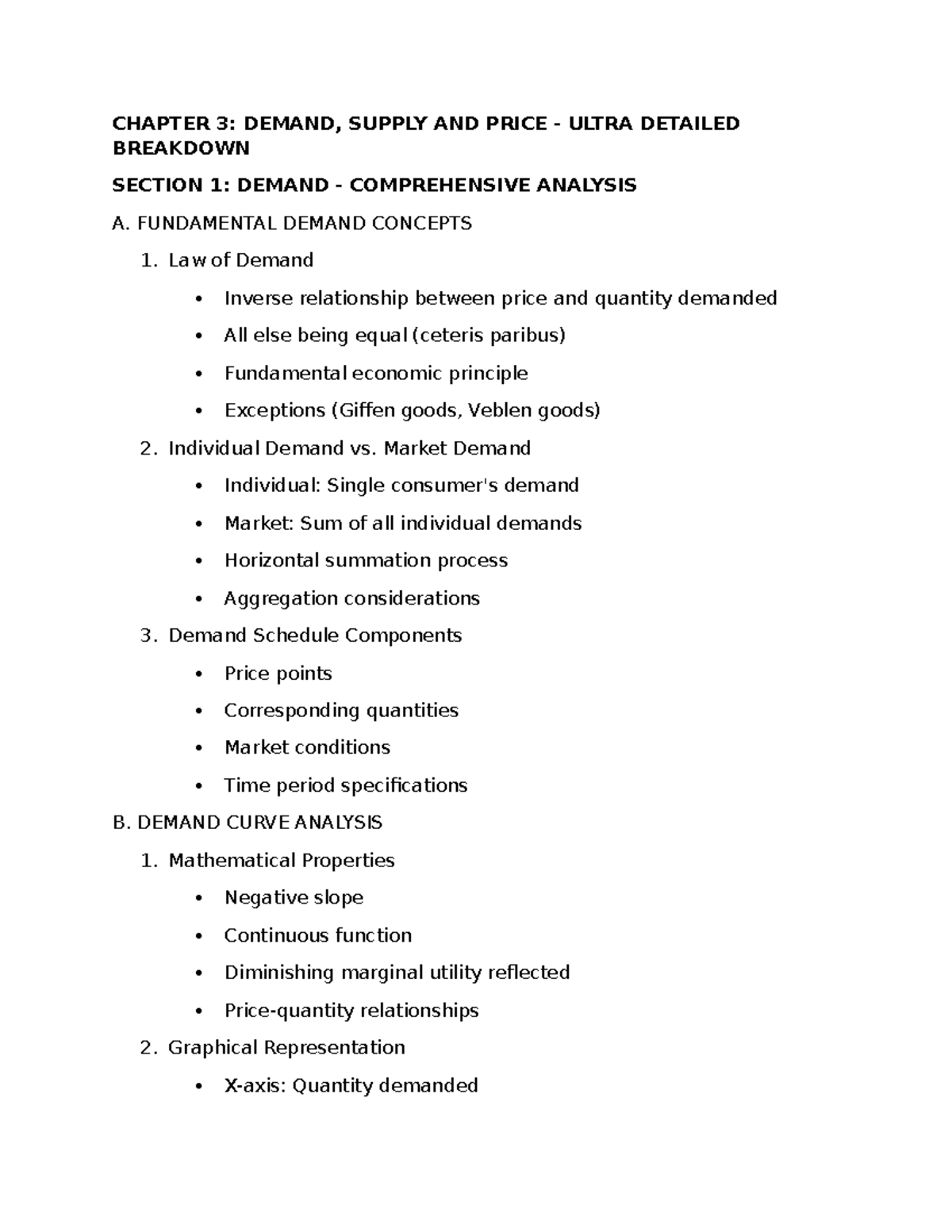 Chapter 3 and 4 notes - CHAPTER 3: DEMAND, SUPPLY AND PRICE - ULTRA ...
