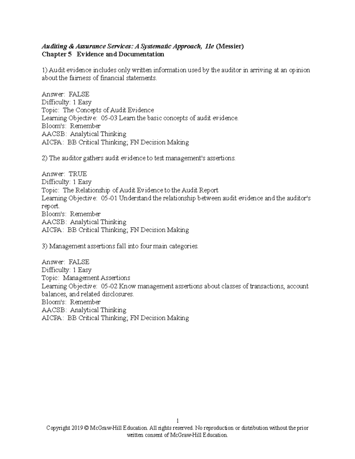 Messier 11e Chapter 05 TB Answer Key b - Auditing &