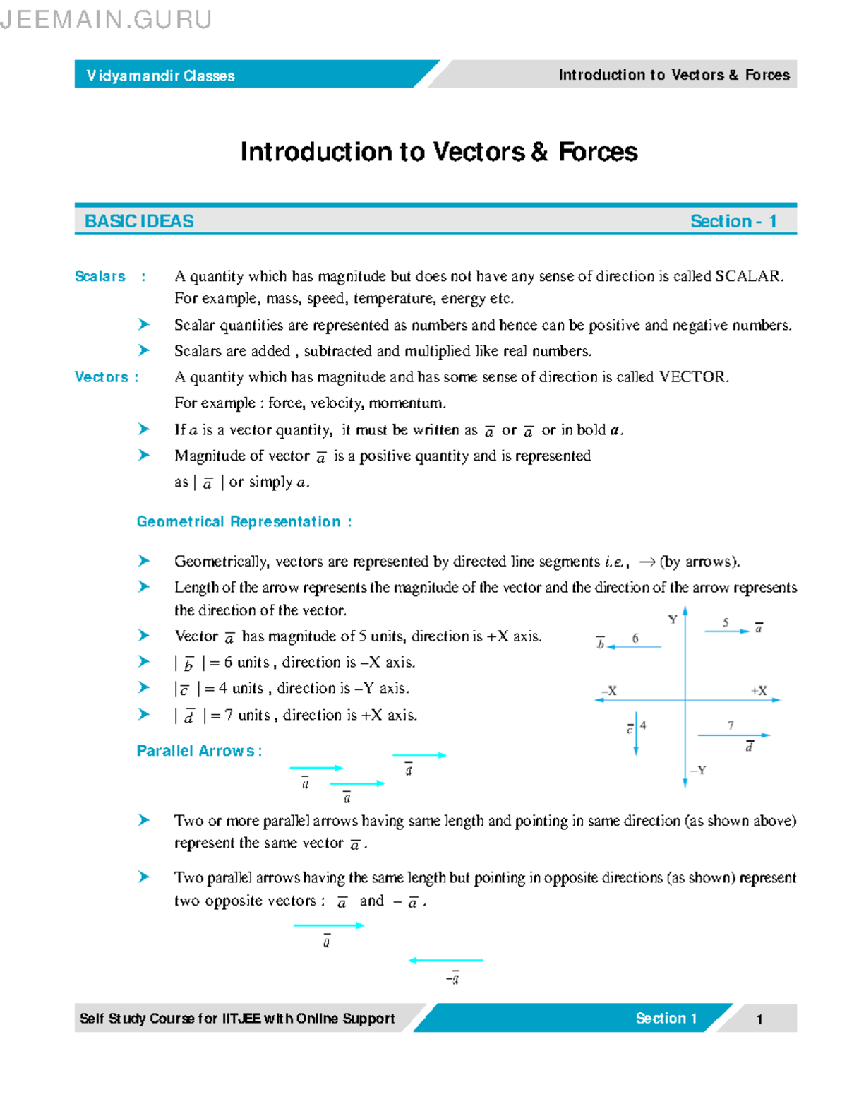 Vidyamandir - Vectors And Forces - Vidyamandir Classes Scalars : A ...