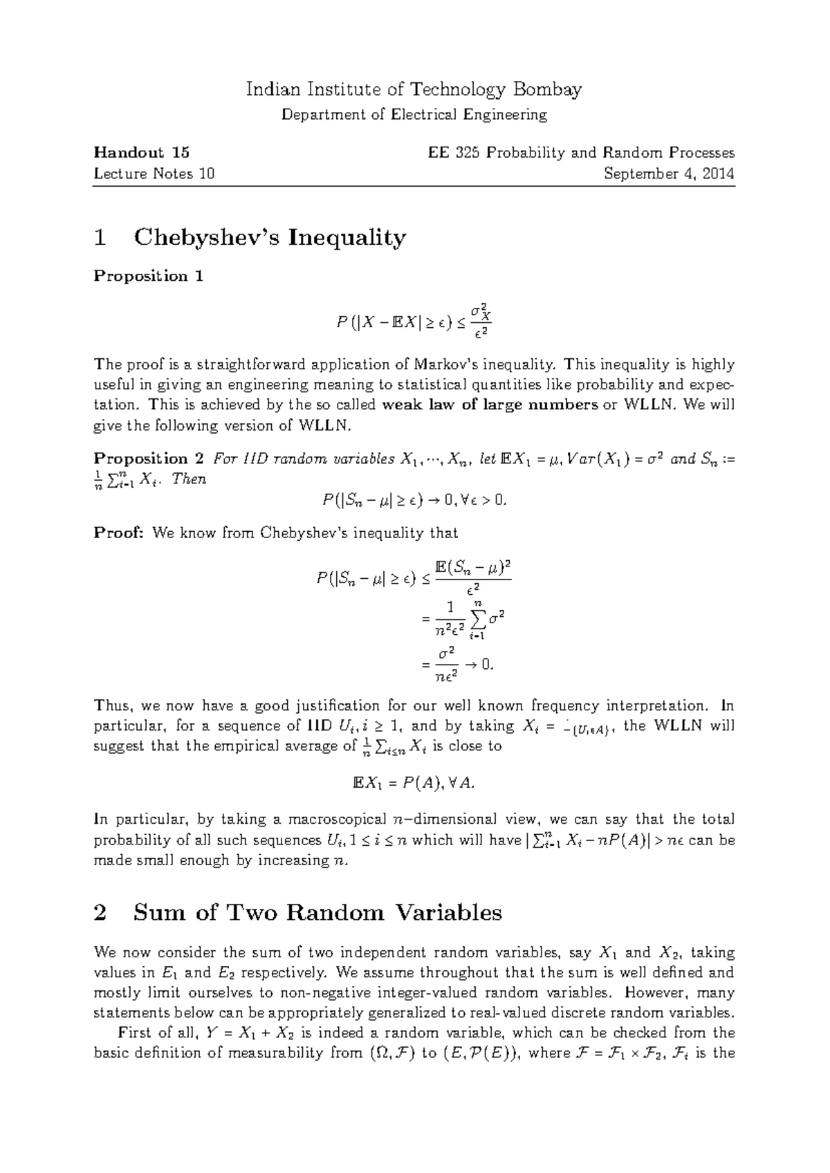 Lect9 notes - Probability and Random Processes - Indian Institute of ...