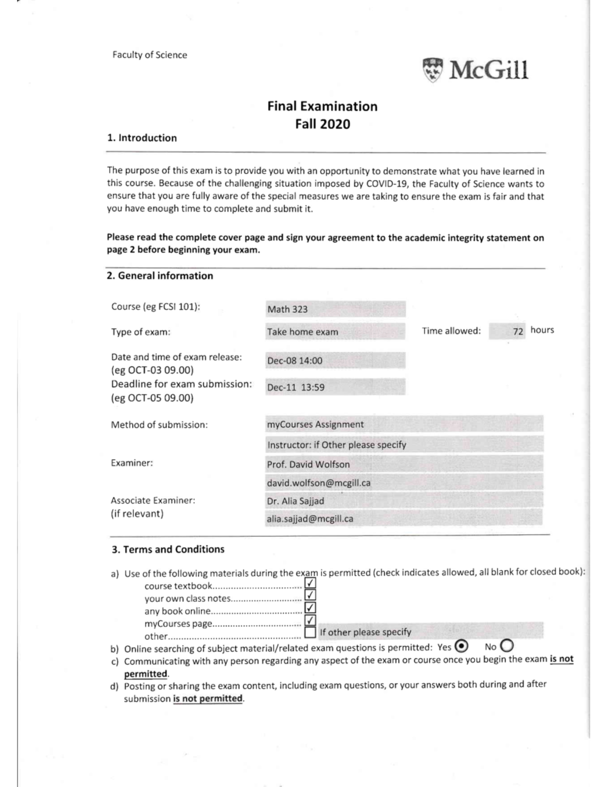 MATH 323 Fall 2020 Final Exam Solutions & Guidelines for Students - Studocu