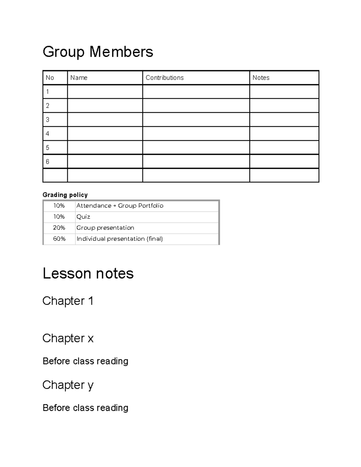 Group X's Portfolio: Contributions & Presentation Guidelines - Studocu