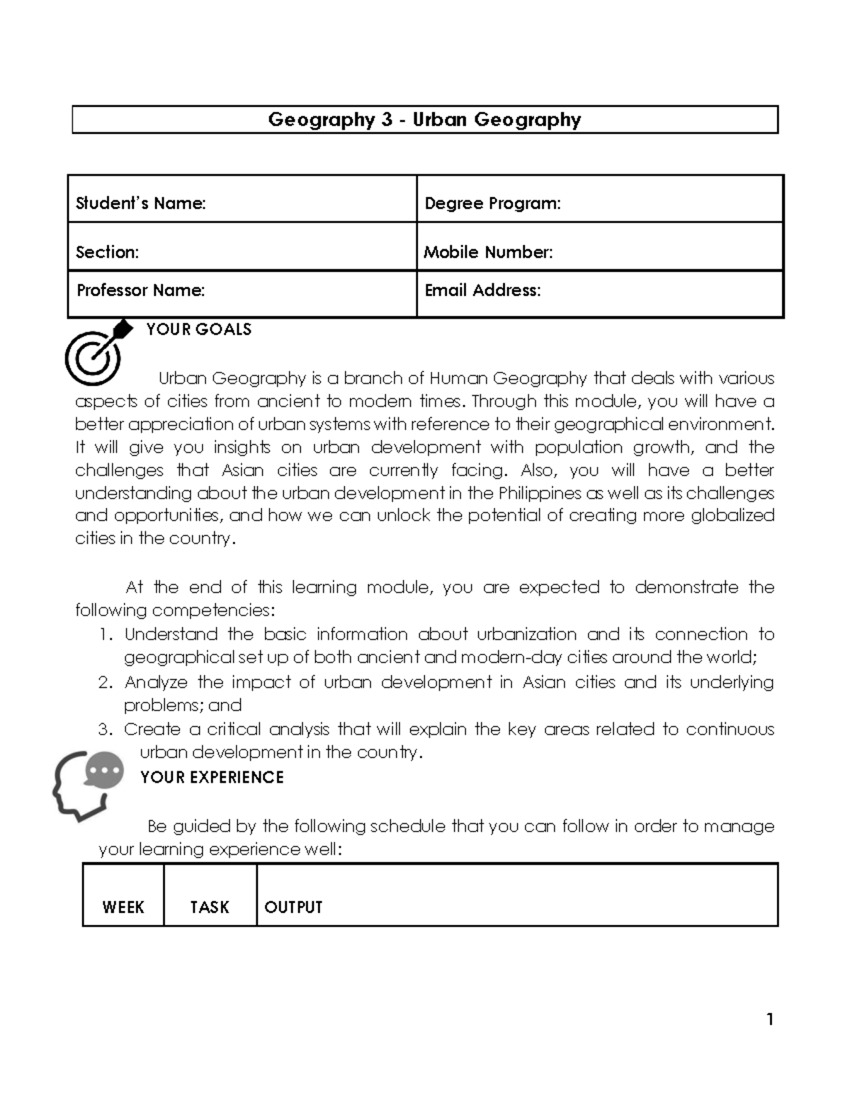 Geography 3- Urban Geography Module - Social Issues and Professional ...