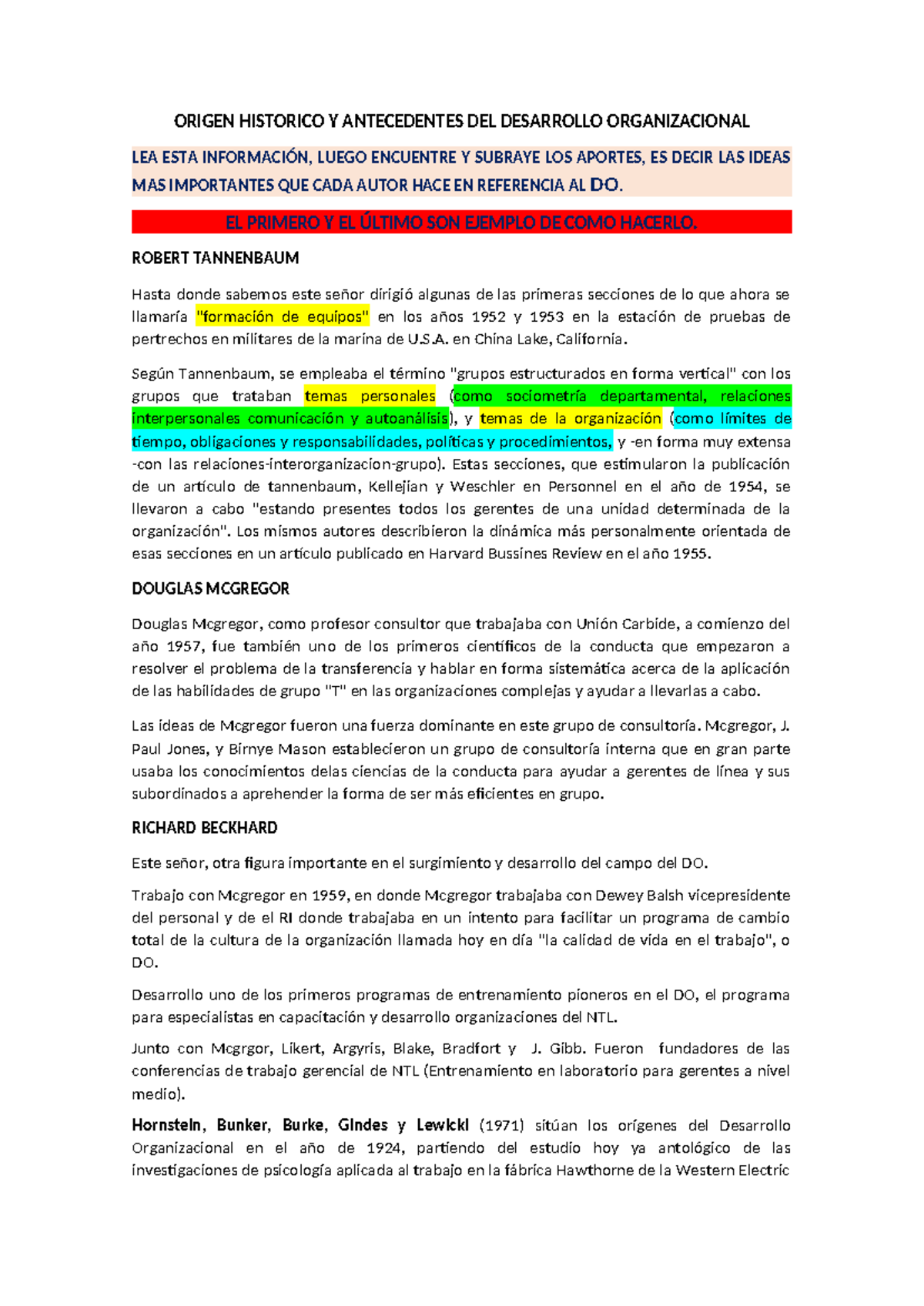 Historia y Antecedentes del Desarrollo Organizacional (DO) - Studocu