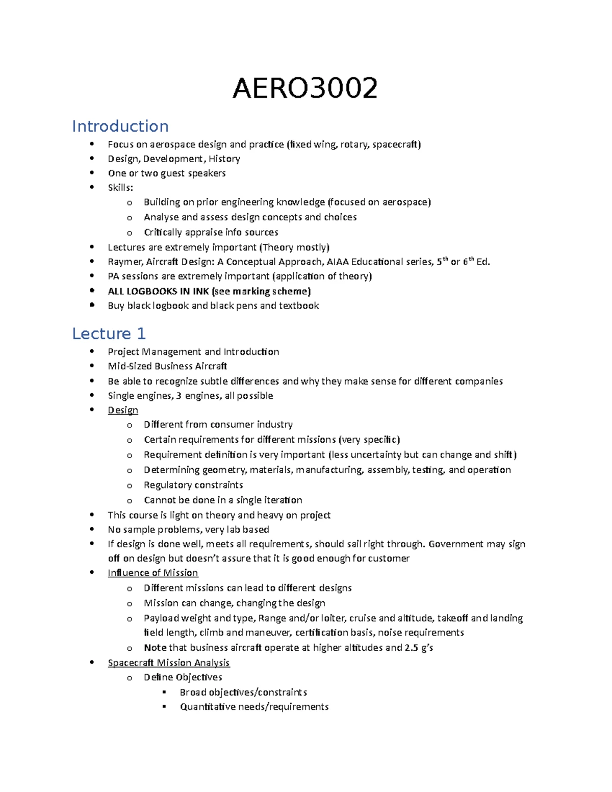 RFP (AERO3002) - Design Proposal for SHOTS Agricultural Aircraft - Studocu