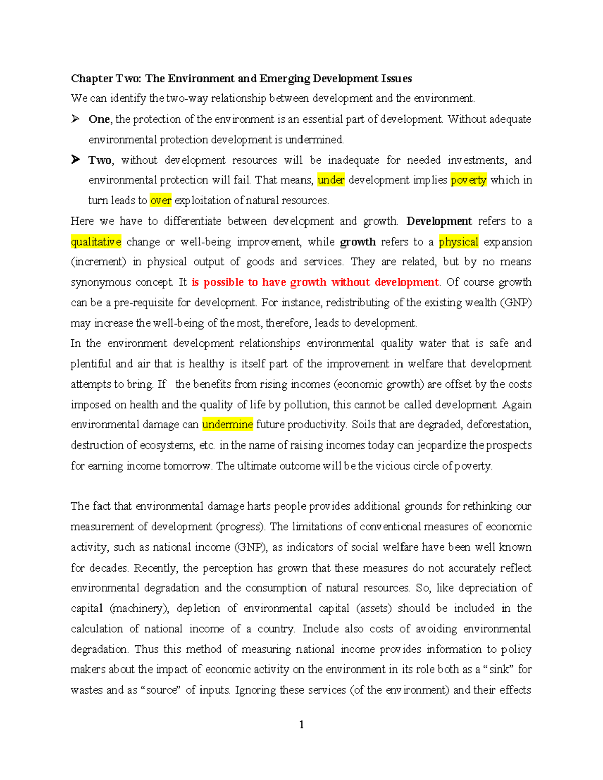 Edited Chapter 2 Environment and Development - Chapter Two: The ...