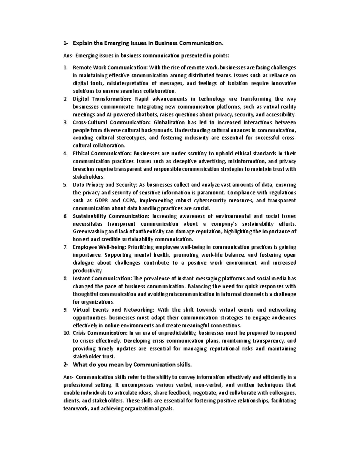 Emerging Issues in Business Communication: Insights & Skills Analysis ...