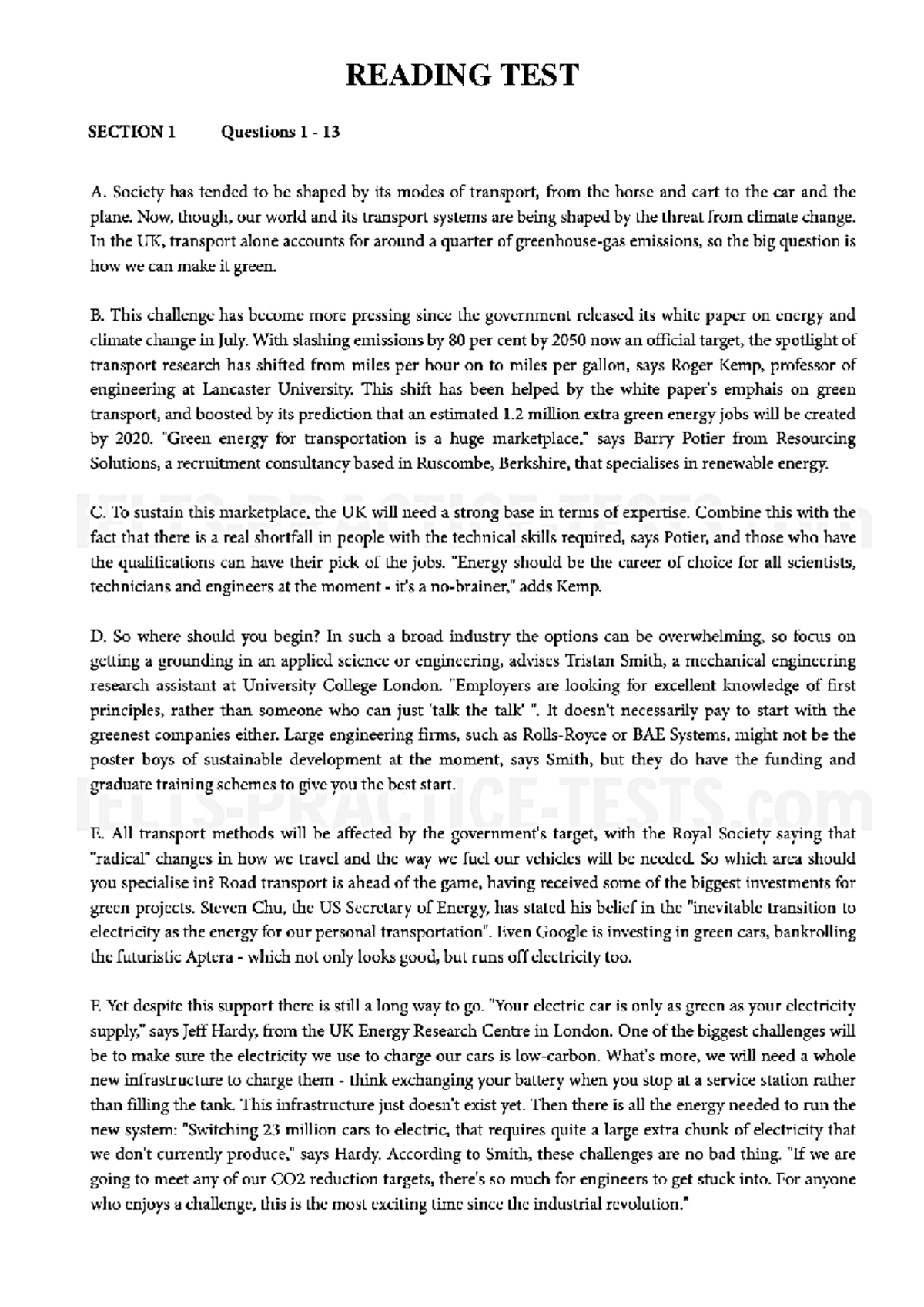 Reading TEST (31 - 13): Exploring Transport & Language Complexity - Studocu