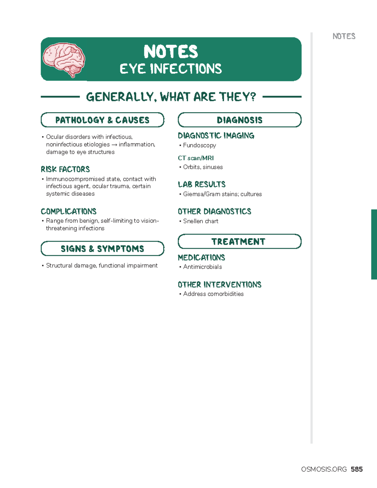 Eye infections - neurology course - ####### NOTES NOTES EYE INFECTIONS ...